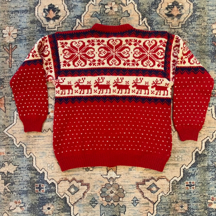 Nordic Fair Isle Knit Wool Cardigan