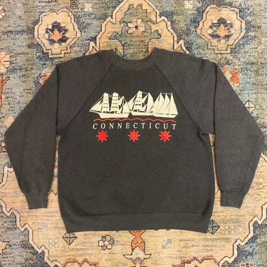 80s/90s Connecticut Flock Print Crewneck