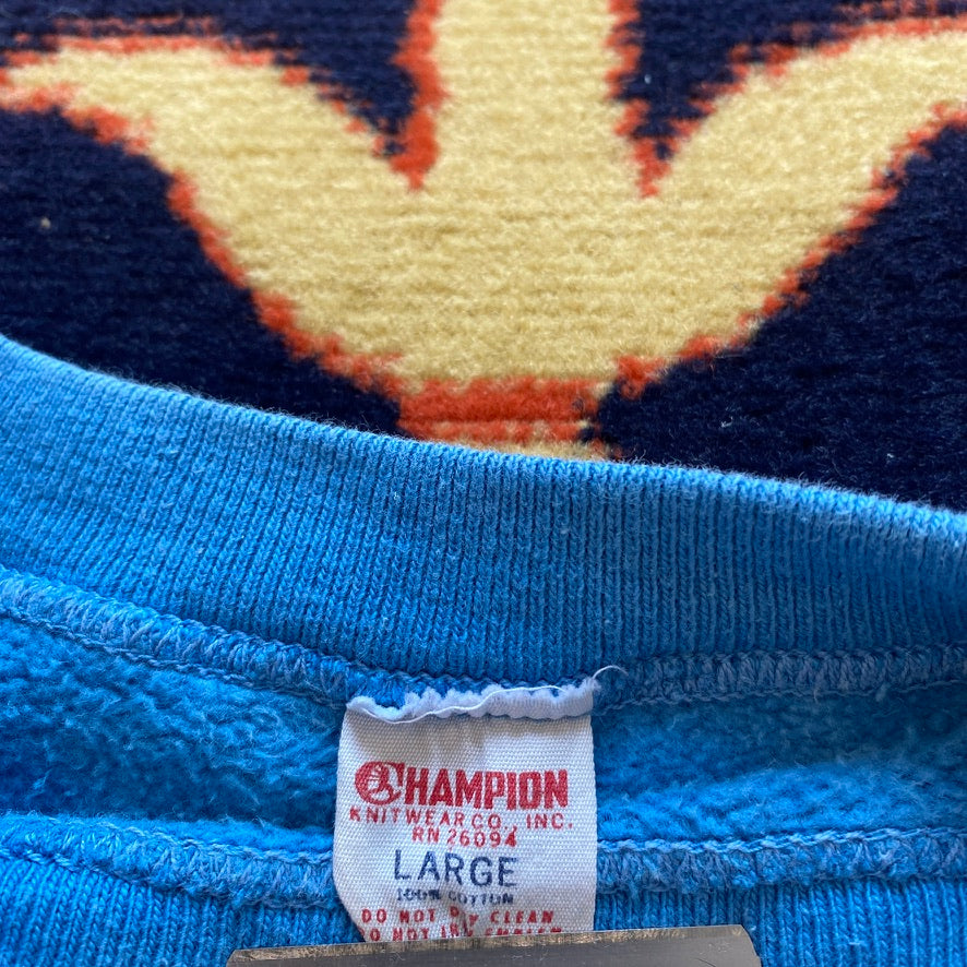 60s Champion Running Man Western New England College flocked print crewneck