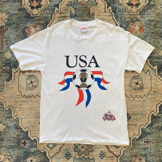 90s USA Soccer White Tee