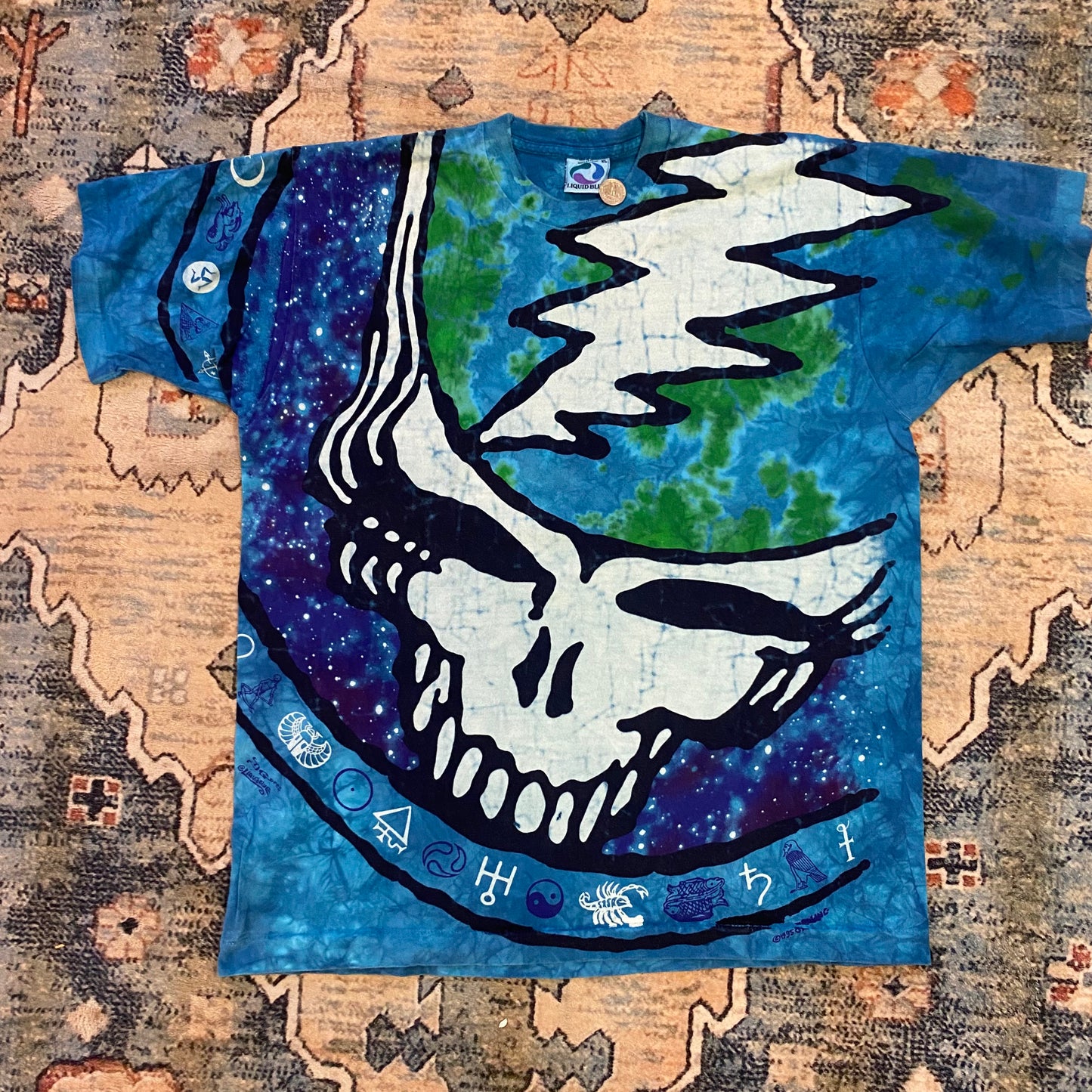 1995 Grateful Dead Liquid Blue AOP tee
