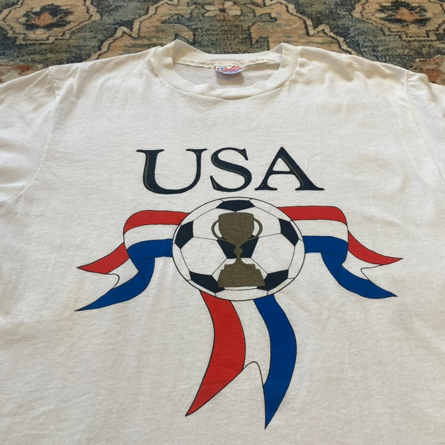 90s USA Soccer White Tee