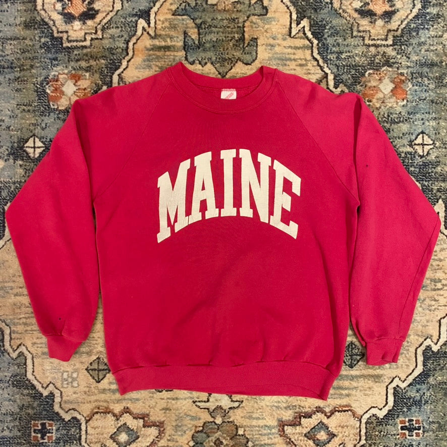 90s Maine Pink Crewneck Sweater