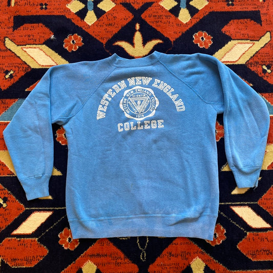 60s Champion Running Man Western New England College flocked print crewneck
