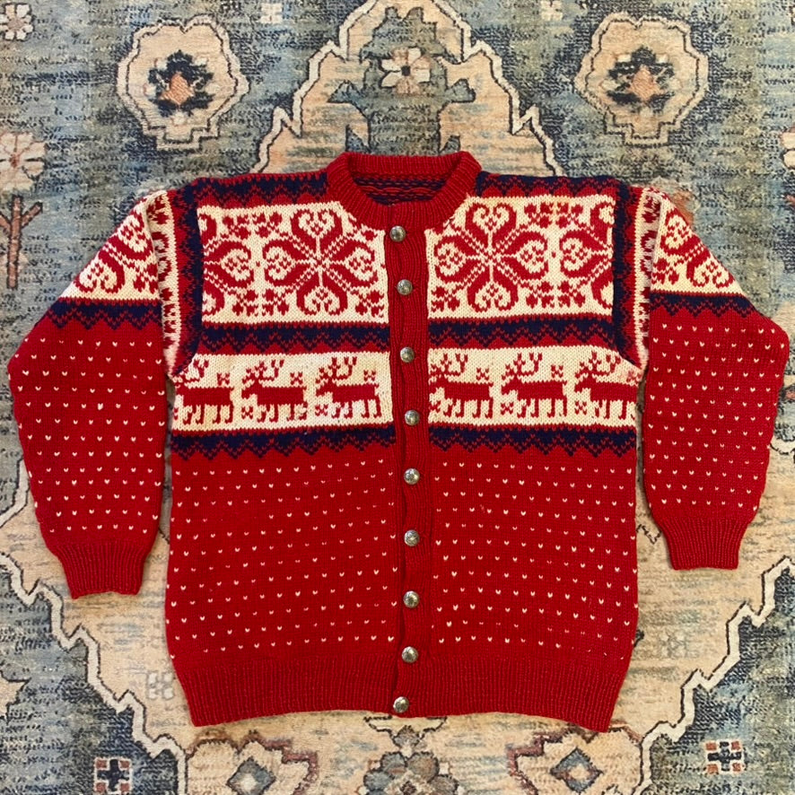 Nordic Fair Isle Knit Wool Cardigan
