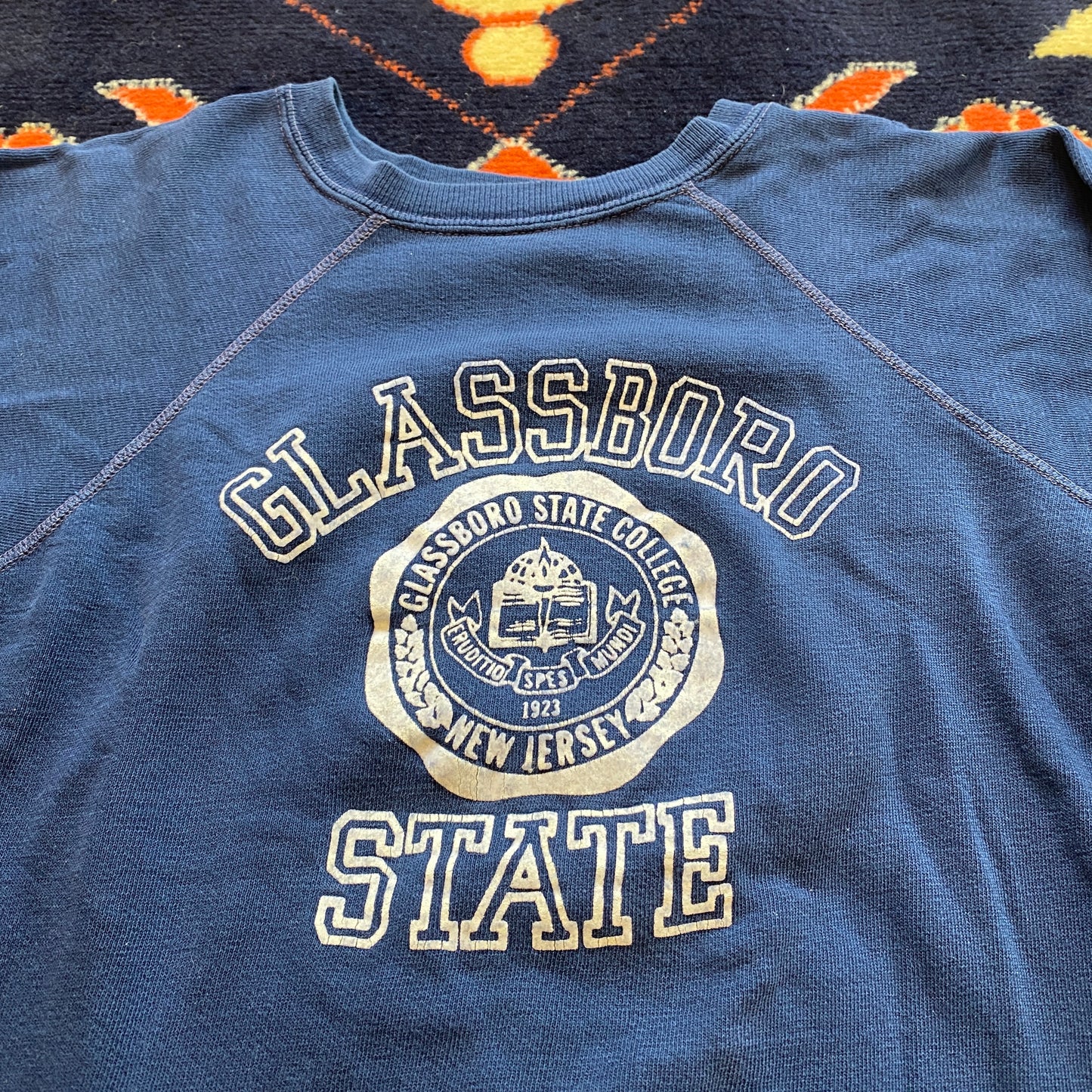 60s Glassboro State flocked print crewneck