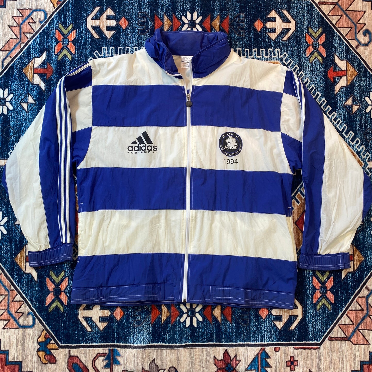 1994 Adidas Boston Marathon striped windbreaker