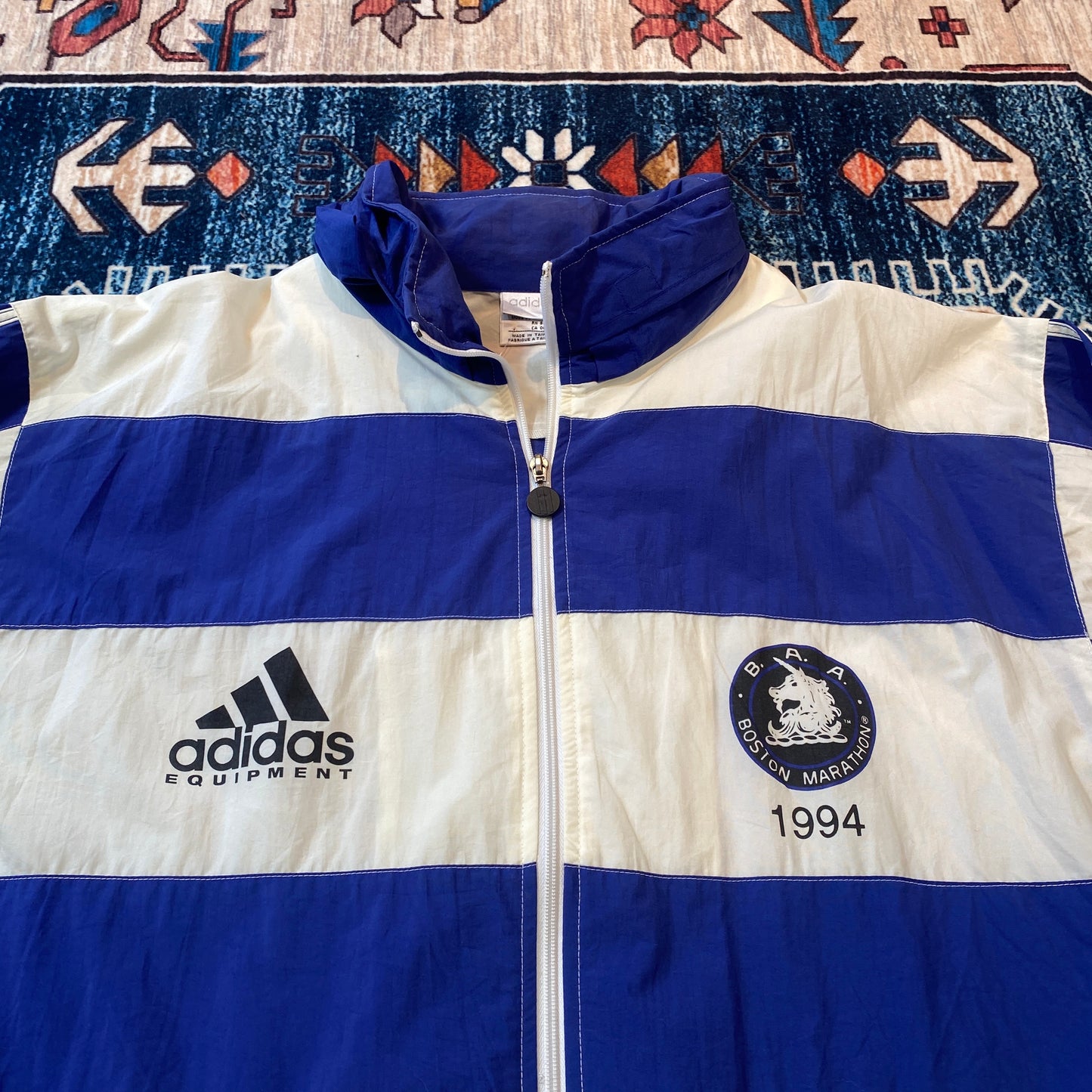 1994 Adidas Boston Marathon striped windbreaker