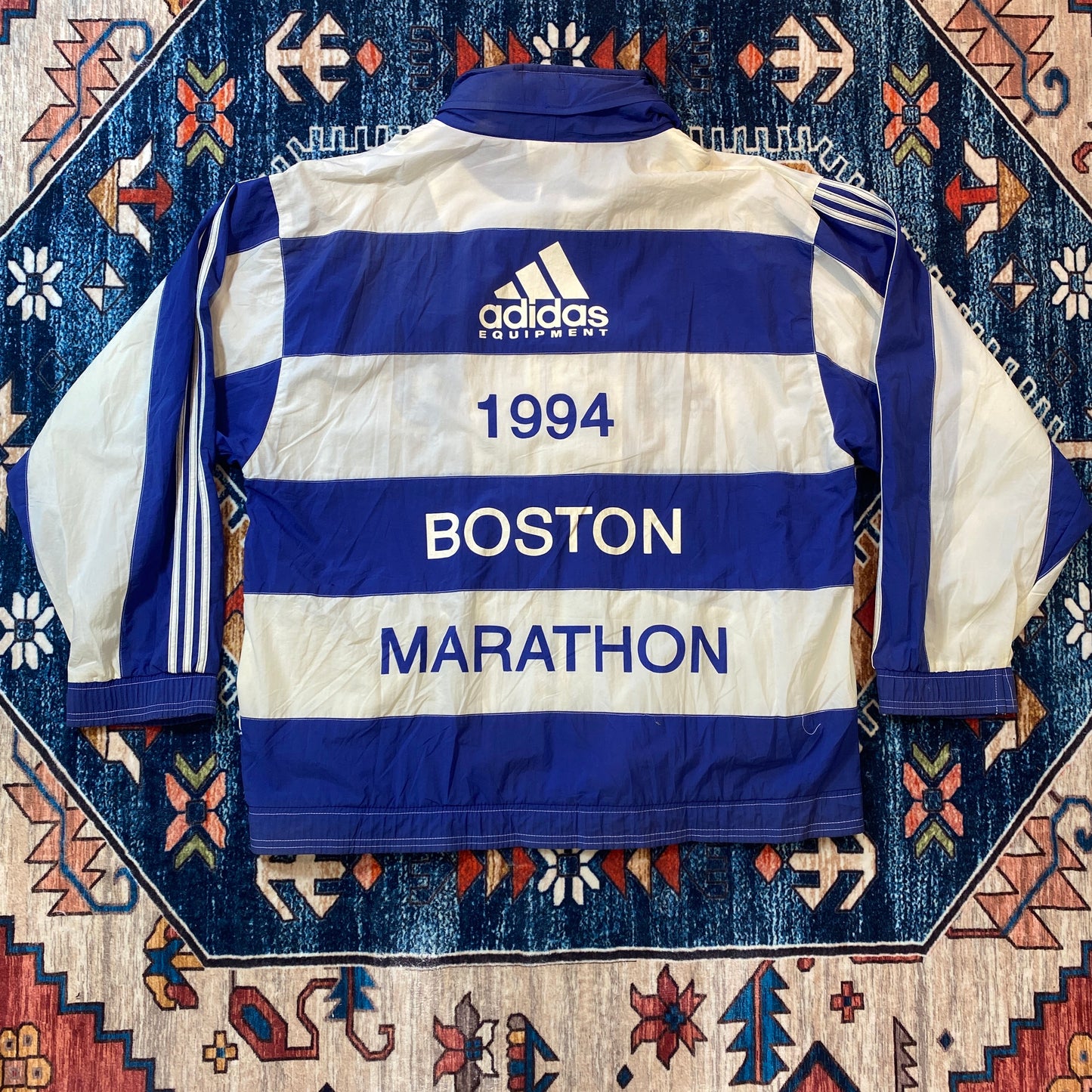 1994 Adidas Boston Marathon striped windbreaker