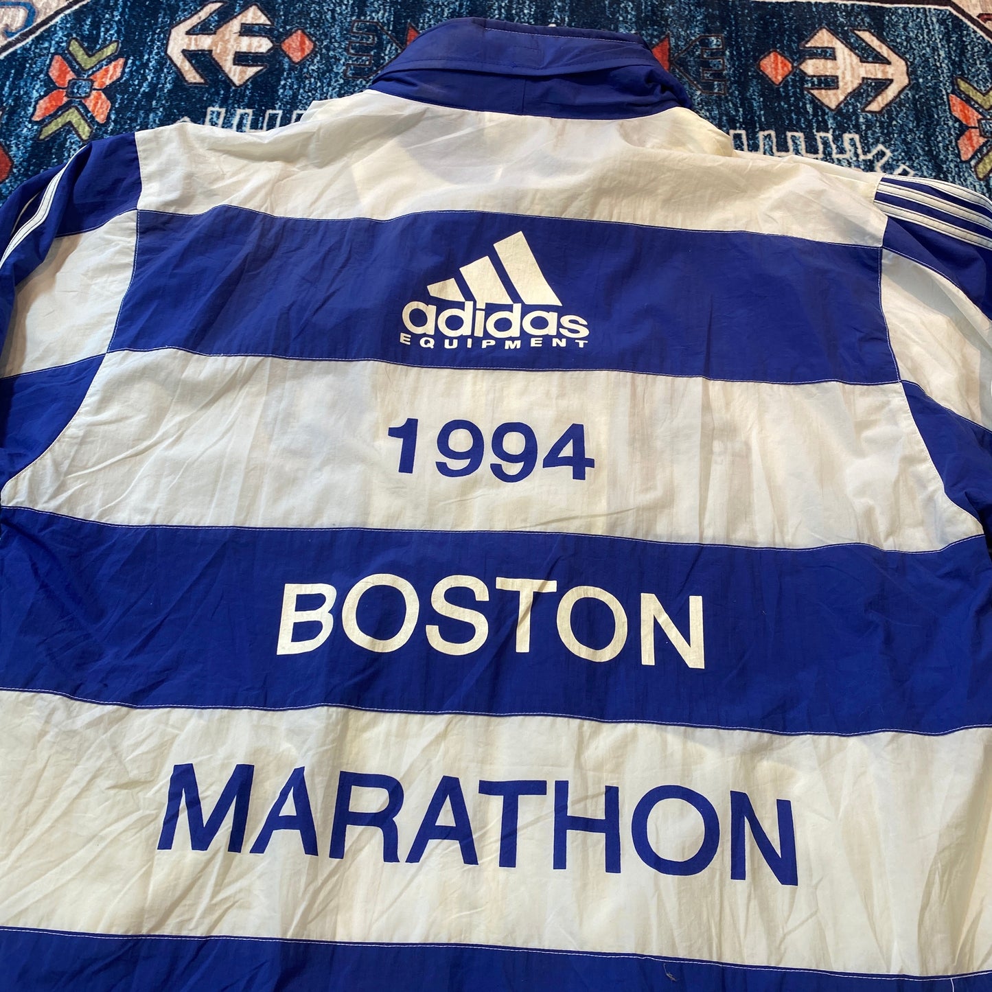1994 Adidas Boston Marathon striped windbreaker