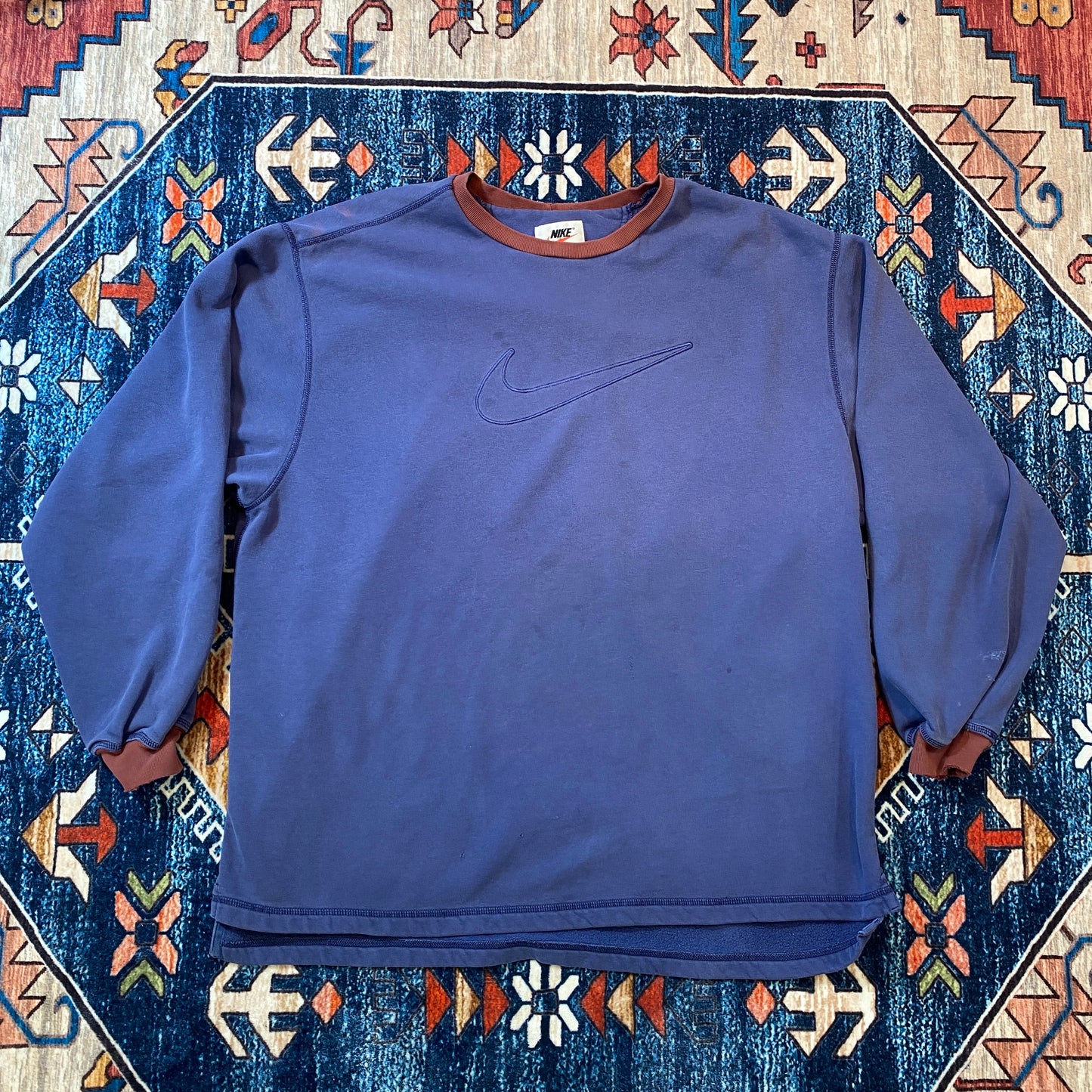 90s Nike Big Swoosh Two-Tone crewneck sweater