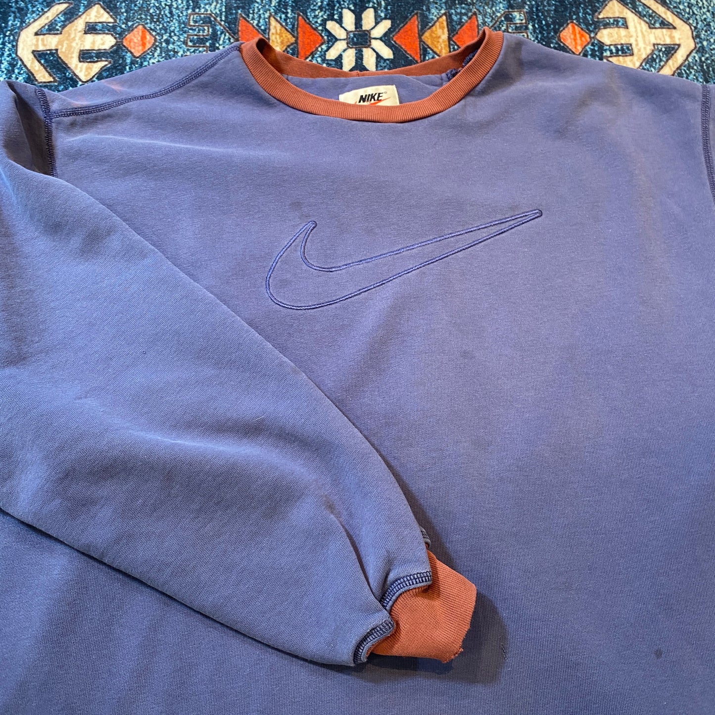 90s Nike Big Swoosh Two-Tone crewneck sweater