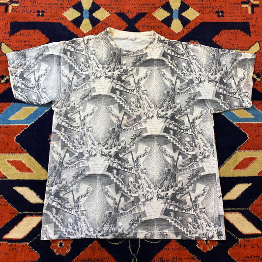 1991 M.C Escher all over print tee
