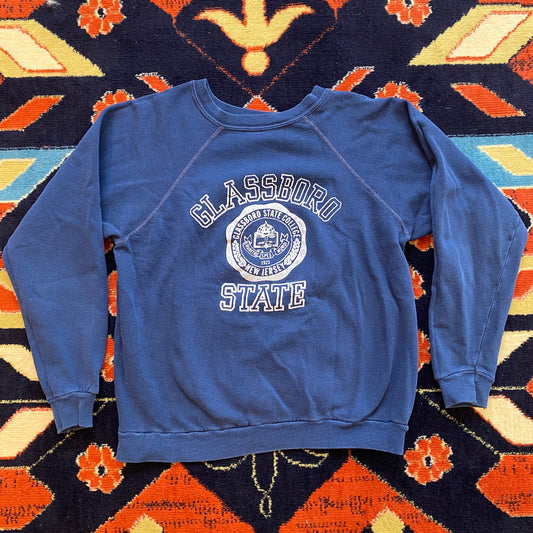 60s Glassboro State flocked print crewneck