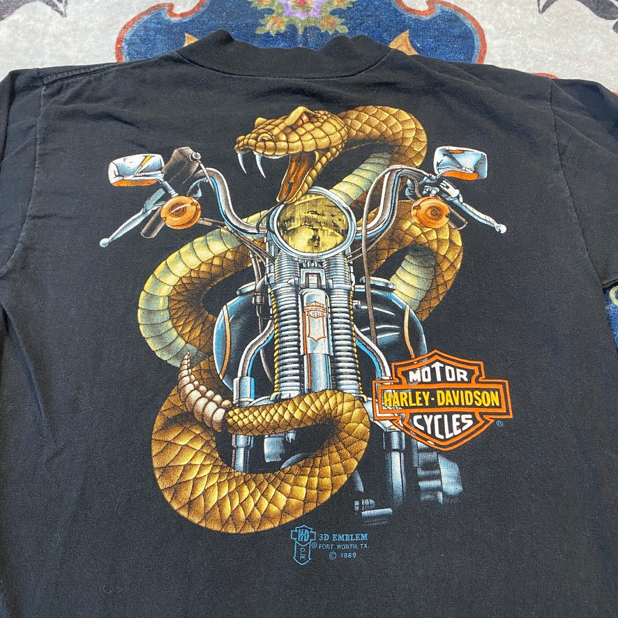 1989 Harley Davidson 3D Emblem Rattlesnake long sleeve